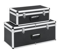 vidaXL Boîtes de rangement 2 pièces – Valise de transport Coffre à outils Noir