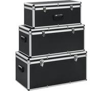 vidaXL Boîtes de rangement 3 pcs Noir Aluminium Noir G