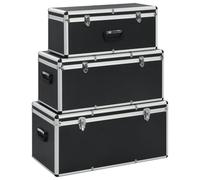 vidaXL Boîtes de Rangement 3 pcs Valise de Transport Coffre à Outils Coffre de Stockage Rangement Boîtes à Outils Coffre de Transport Noir Aluminium