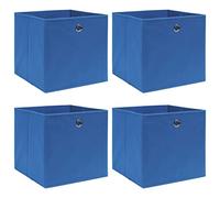 Lot de 4 boîtes de rangement pliables Bleu 32x32x32 cm Tissu non tissé Organisateurs durables Bleu