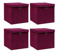 Boîtes de rangement 4 pcs Rouge foncé 32x32x32 cm Tissu