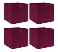 vidaXL Boîtes de rangement 4 pcs Rouge foncé 32x32x32 cm Tissu Rouge