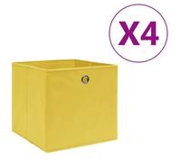 vidaXL Boîtes de rangement 4 pcs Tissu intissé 28x28x28 cm Jaune