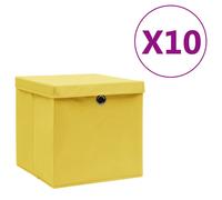 vidaXL Boîtes de rangement avec couvercles 10 pcs 28x28x28 cm Jaune Jaune