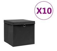 vidaXL Boîtes de rangement avec couvercles 10 pcs 28x28x28 cm Noir