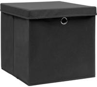 vidaXL Boîtes de rangement avec couvercles 10 pcs. 28x28x28 cm noir
