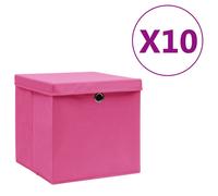 vidaXL Boîtes de rangement avec couvercles 10 pcs 28x28x28 cm Rose