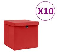 vidaXL Boîtes de rangement avec couvercles 10 pcs 28x28x28 cm Rouge Rouge