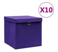 vidaXL Boîtes de rangement avec couvercles 10 pcs 28x28x28 cm Violet