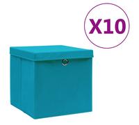 vidaXL Boîtes de rangement avec couvercles 10pcs 28x28x28cm Bleu azuré