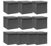 Boîtes de rangement avec couvercles 10pcs Gris 32x32x32cm Tissu
