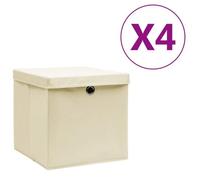 vidaXL Boîtes de rangement avec couvercles 4 pcs 28x28x28 cm Crème