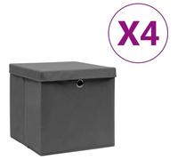 Boîtes de rangement avec couvercles 4 pcs 28x28x28 cm gris