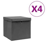 Boîtes de rangement avec couvercles 4 pcs 28x28x28 cm gris