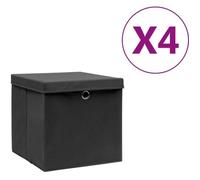 vidaXL Boîtes de rangement avec couvercles 4 pièces 28x28x28 cm Noir