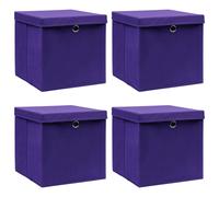 4x Boîtes de Rangement avec Couvercles Coffres de Rangement Boîtes d'Emballage Stockage Chaussettes Sous-vêtements 28x28x28 cm Violet