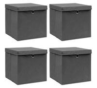 vidaXL Boîtes de rangement avec couvercles 4 pcs Gris 32x32x32cm Tissu Gris G
