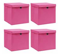 vidaXL Boîtes de rangement avec couvercles 4 pcs Rose 32x32x32cm Tissu