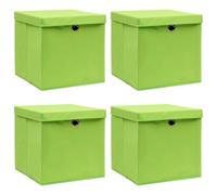 vidaXL Boîtes de rangement avec couvercles 4 pcs Vert 32x32x32cm Tissu Vert
