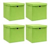 vidaXL Boîtes de rangement avec couvercles 4 pcs Vert 32x32x32cm Tissu