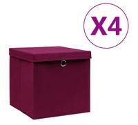 vidaXL Boîtes de rangement avec couvercles 4pcs 28x28x28cm Rouge foncé
