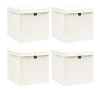 vidaXL Boîtes de rangement avec couvercles 4pcs Blanc 32x32x32cm Tissu