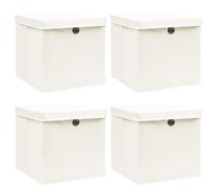 vidaXL Boîtes de rangement avec couvercles 4pcs Blanc 32x32x32cm Tissu Blanc
