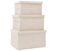 vidaXL Boîtes de rangement empilables 3 pcs Tissu Crème