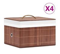 vidaXL Boîtes de rangement en bambou 4 pcs Marron
