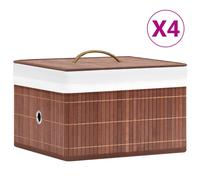 vidaXL Boîtes de rangement en bambou 4 pcs Marron