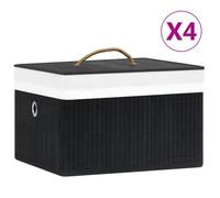 vidaXL Boîtes de rangement en bambou 4 pcs Noir
