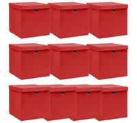 vidaXL Opbergboxen met deksel 10 st 32x32x32 cm stof wit288364 Rouge G