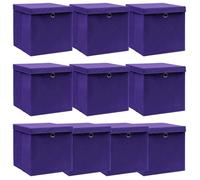 vidaXL Boîtes de rangement et couvercles 10pcs Violet 32x32x32cm Tissu