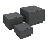 Opbergboxen met deksels 3 st massief grenenhout grijs818247
