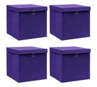 vidaXL Boîtes de rangement et couvercles 4 pcs Violet 32x32x32cm Tissu