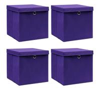 vidaXL Boîtes de rangement et couvercles 4 pcs Violet 32x32x32cm Tissu