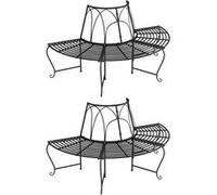 vidaXL Boombanken 2 st halfrond Ã˜159 cm staal zwart3095717 Noir G