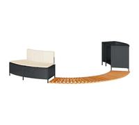 vidaXL Bordure de baignoire balnéo noire Poly-Rattan et bois massif Acacia