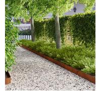 vidaXL Lot de 10 bordures de pelouse en acier rouille 102 x 10 x 4 cm