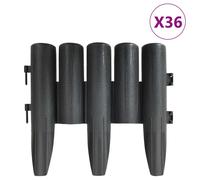 vidaXL Bordure de pelouse 36 pcs. Anthracite 10 m PP