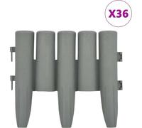 vidaXL Bordure de pelouse 36 pcs. Gris 10 m PP