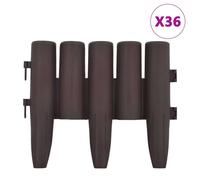 vidaXL Bordure de pelouse 36 pcs. Marron 10 m PP
