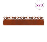 Vidaxl Bordures De Pelouse 20 Pcs Rouillé 103 X 0,05 X 22 Cm