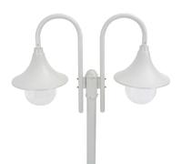 vidaXL Borne d'éclairage de jardin E27 220 cm aluminium 2 lanternes blanc