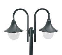 vidaXL Borne d'éclairage de jardin E27 220 cm aluminium 2 lanternes vert foncé