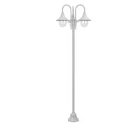 vidaXL Borne d'éclairage de jardin E27 220 cm aluminium 3-lanternes blanc