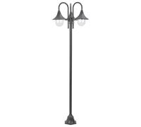 vidaXL Borne d'éclairage de jardin E27 220 cm aluminium 3-lanternes bronze