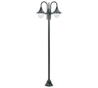 vidaXL Borne d'éclairage de jardin E27 220 cm aluminium 3 lanternes vert foncé