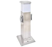 vidaXL Borne Jardin Électrique 2 Prises Acier Inoxydable avec Lampe Extérieur