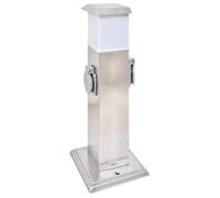vidaXL Borne de jardin électrique 41238 – 2 prises, acier inoxydable pour extérieur avec lampe